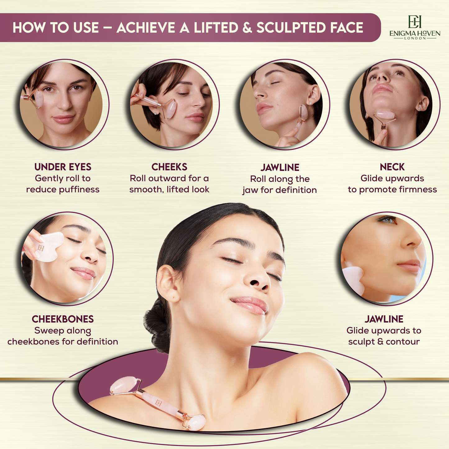 Rose Quartz Premium Roller & Gua Sha by EH London