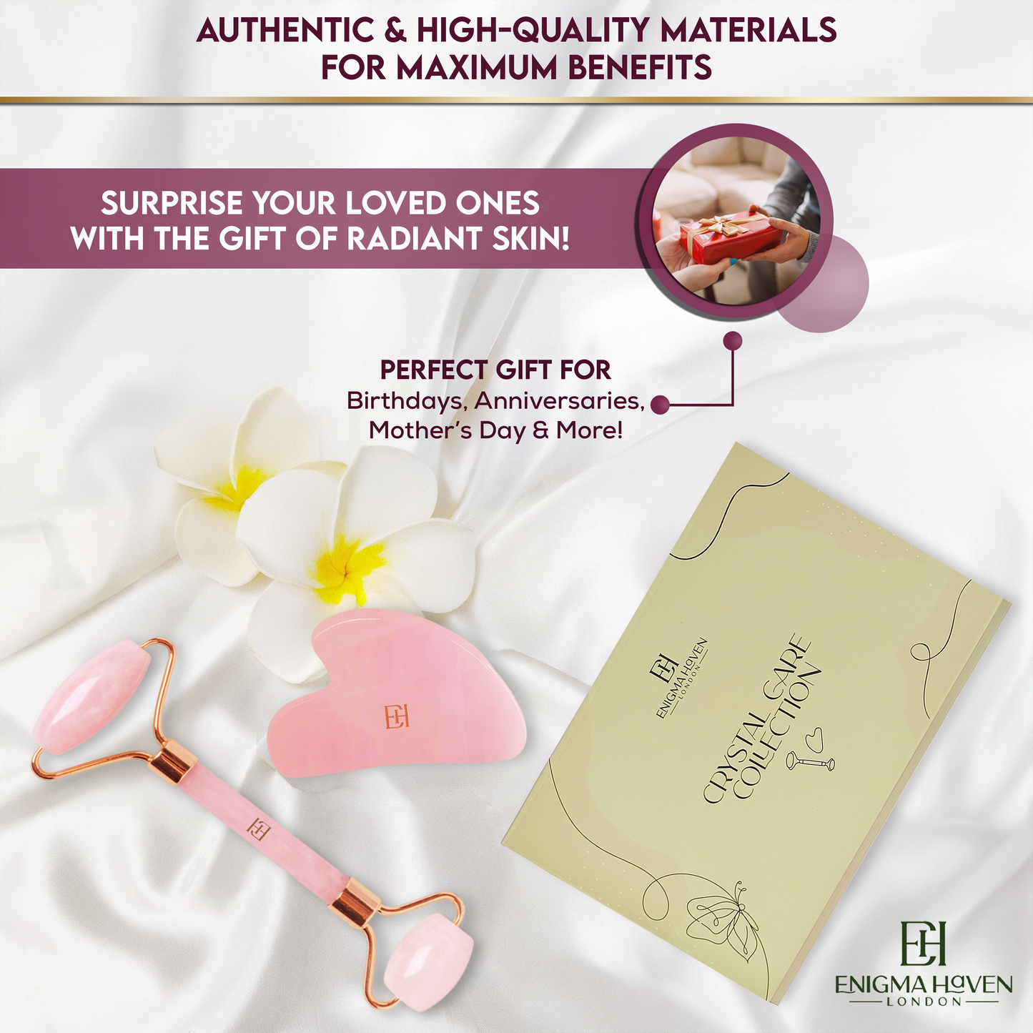 Premium Rose Quartz Roller & Gua Sha Set – 5-in-1 Skin Serum, Anti-Aging Glow Facial Massager, Luxury Gift for Women & Men (with Hyaluronic Acid + Vitamin C + Niacinamide)