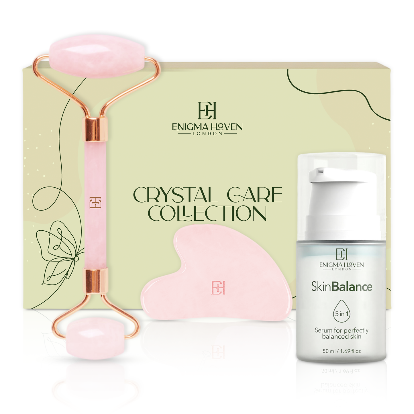 Rose Quartz Premium Roller & Gua Sha by EH London