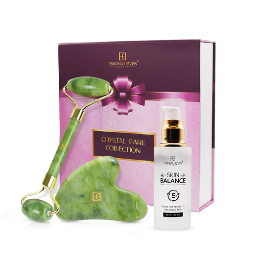 Premium Jade Roller & Gua Sha Set – 5-in-1 Skin Serum, Anti-Aging Glow Facial Massager, Luxury Skincare Gift for Women & Men (with Hyaluronic Acid + Vitamin C + Niacinamide)