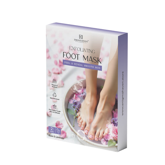 Luxury Foot Peel Mask - Exfoliating At-Home Treatment for Baby Soft Feet | Repairs Cracked Heels, Removes Dry Skin | Rose & Lavender – Gift for Women & Men (2 Pairs)