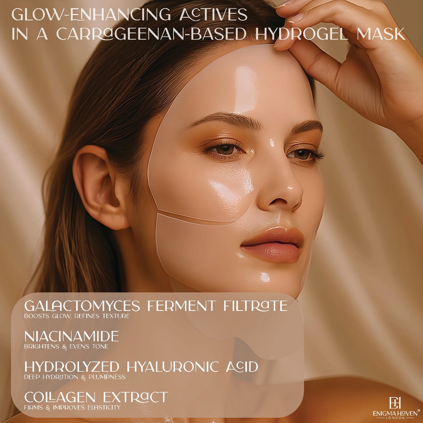 Bio Collagen Face Mask – Natural Carrageenan Hydrogel, Deep Moisture, Anti-Aging, Pore-Minimizing, Firming, Glow & Elasticity Boost - Niacinamide Hyaluronic Acid (5 Masks)